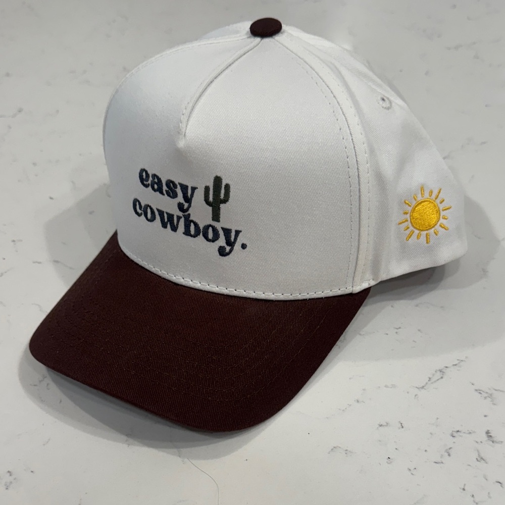 White and Brown 'Easy Cowboy' Cap